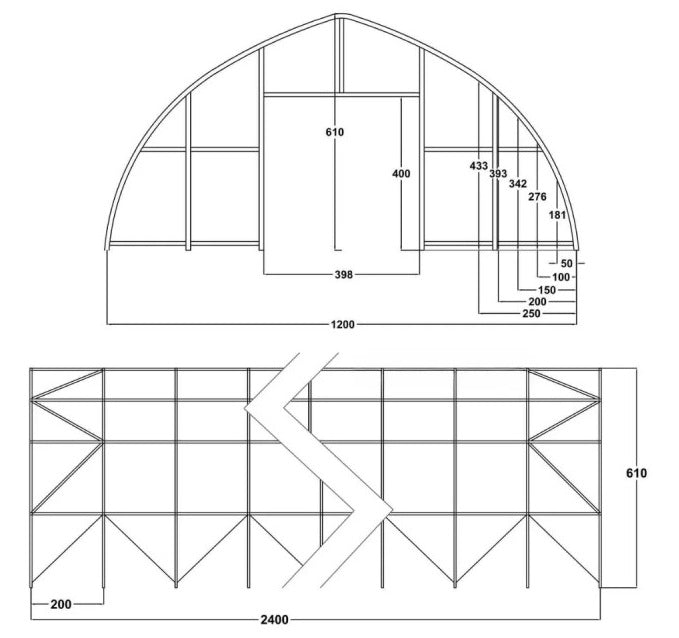 Arkveida PVC tenta telts/12m plata, 18-30m garš