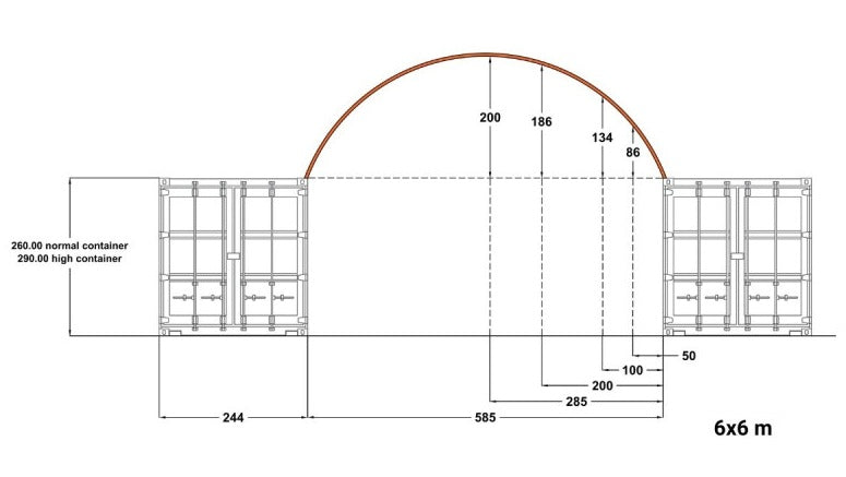 Konteineru nojume/ar aizmugurējo sienu bez rāmja/ C6x6B /Cena bez PVN: €1314