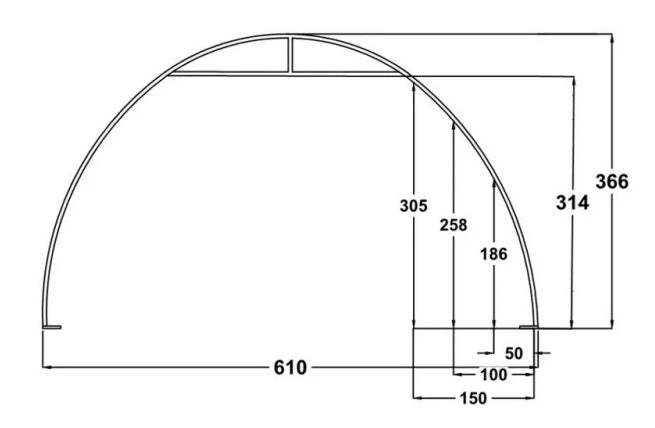 Pusapaļā PVC tenta noliktava/6m plata, 6-18m gara