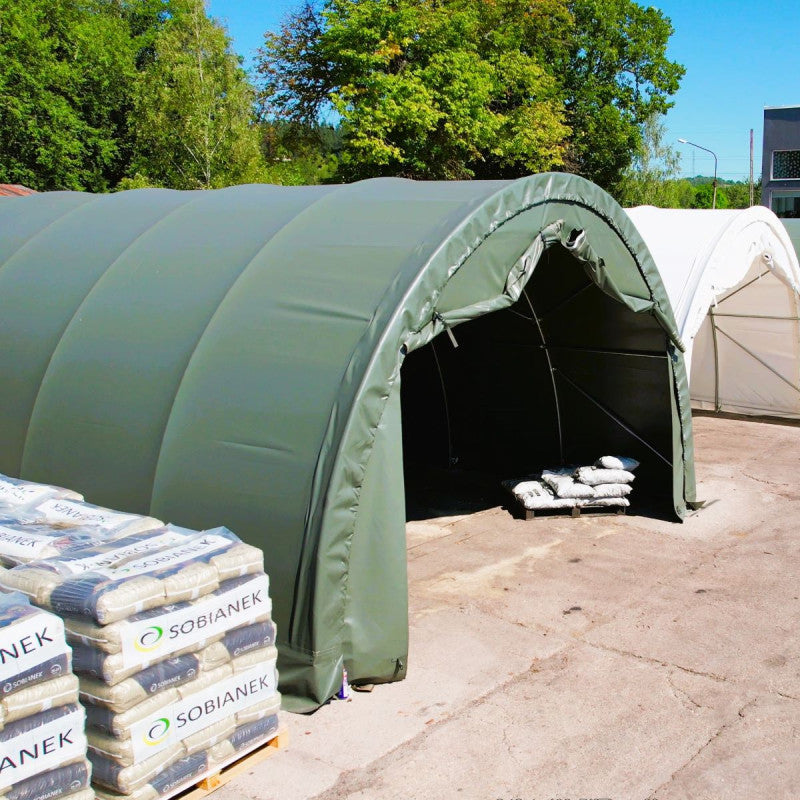 Pusapaļā PVC tenta noliktava/6m plata, 6-18m gara