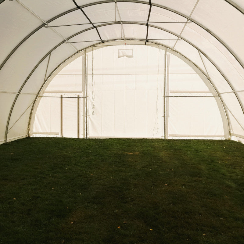 Pusapaļais PVC tenta angārs/9m plats, 12-30m garš
