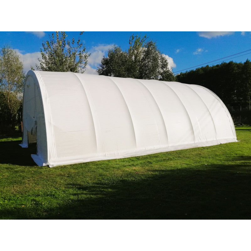 Pusapaļais PVC tenta angārs/9m plats, 12-30m garš