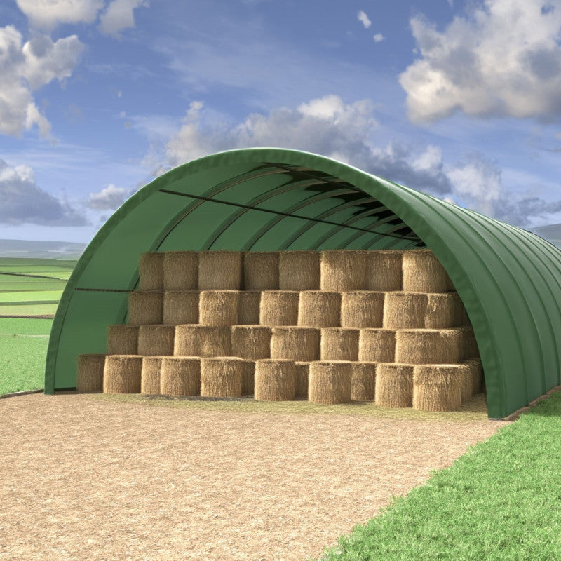 Pusapaļais PVC tenta angārs ar dubulto rāmi/15x24m