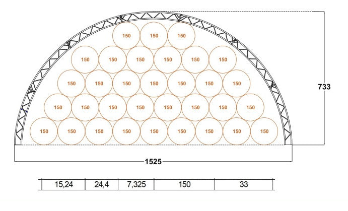 Pusapaļais PVC tenta angārs ar dubulto rāmi/15x24m