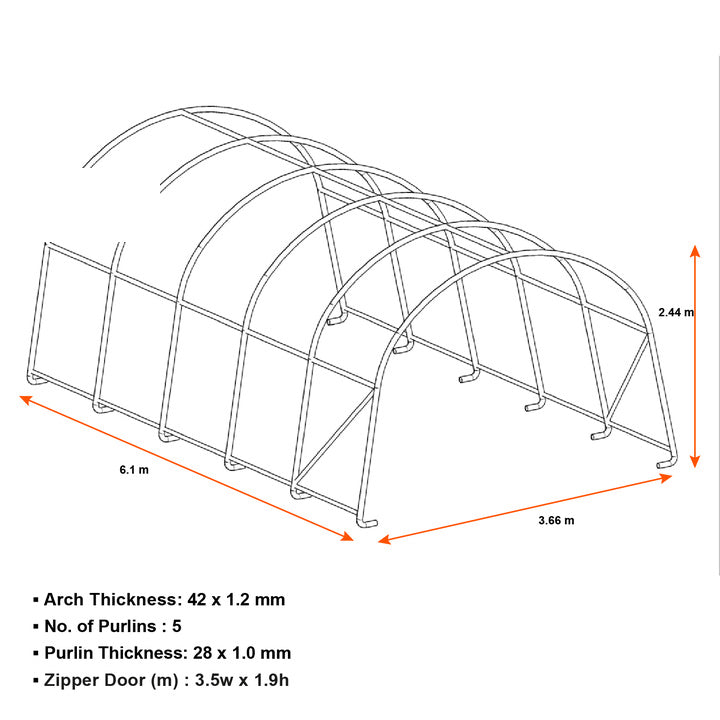Pārvietojamās garāžas / 3.66x6.10m /Cena bez PVN: €731.71