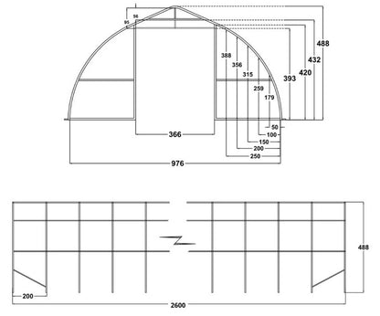 Arkveida PVC tenta telts/10m plata, 12-30m garš