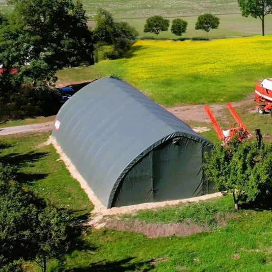Arkveida PVC tenta telts/12m plata, 18-30m garš