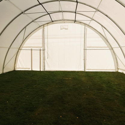 Pusapaļais PVC tenta angārs/9m plats, 12-30m garš