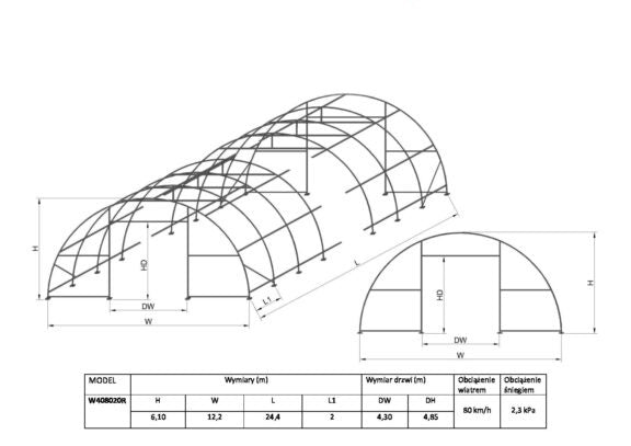 Pusapaļais angārs/ 12x24x6,1m / Cena bez PVN: €14391