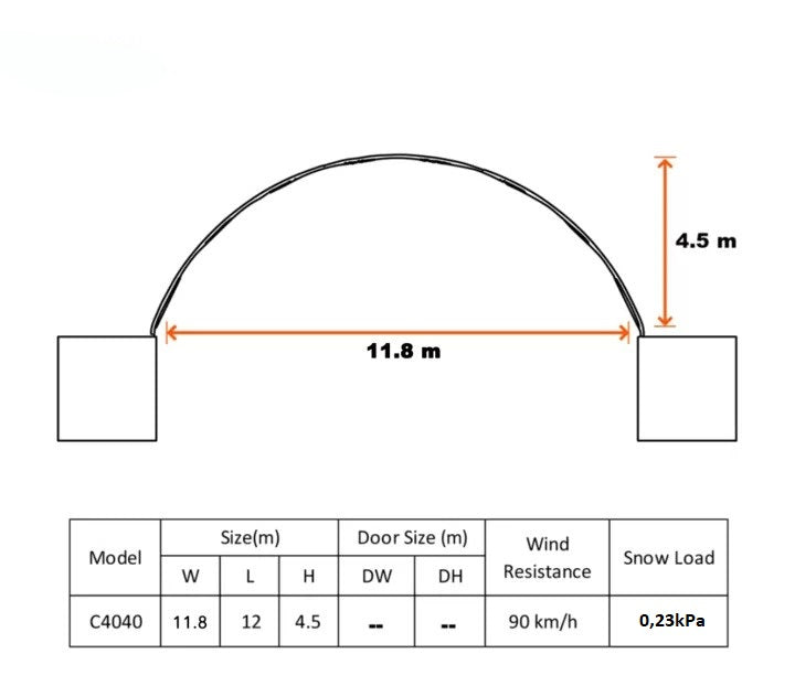 Konteineru nojume/ bez aizmugurējās sienas/  12x12x4.5m /Cena bez PVN: €6122